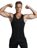 Hidden Curves Black Plus Size Zip Steel Boned Mens Shaper Hooks Posture Corrector