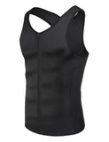 Hidden Curves Black Plus Size Zip Steel Boned Mens Shaper Hooks Posture Corrector