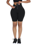 Black High Waist 2-In-1 Waist Trainer Shorts Mid-Thigh Compression