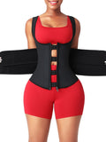 Black Latex Waist Trainer Vest Double Belt YKK Zipper Custom Logo