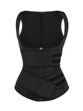 Black Latex Waist Trainer Vest Double Belt YKK Zipper Custom Logo