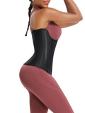 Black Latex Tummy Control Waist Trainer 14 Steel Bones Lose Weight