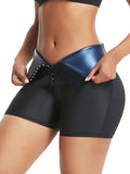 Blue Neoprene Sweat Shorts Hook And Eye Closure Smooth Abdomen