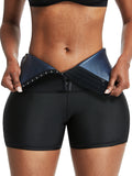 Blue Neoprene Sweat Shorts Hook And Eye Closure Smooth Abdomen